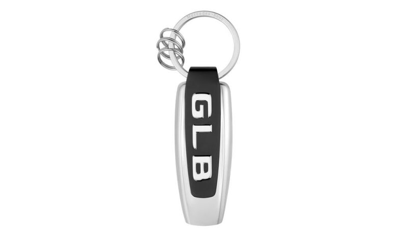 Schlüsselanhänger, Typo GLB / silberfarben / schwarz, Edelstahl