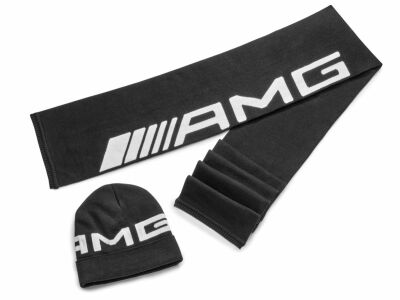 AMG Strickmütze / schwarz, 100% Baumwolle
