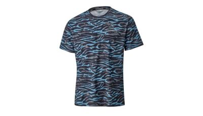 T-Shirt Herren / schwarz / blau / silberfarben, M