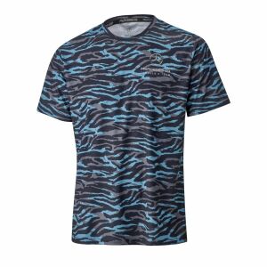 T-Shirt Herren / schwarz / blau / silberfarben, L