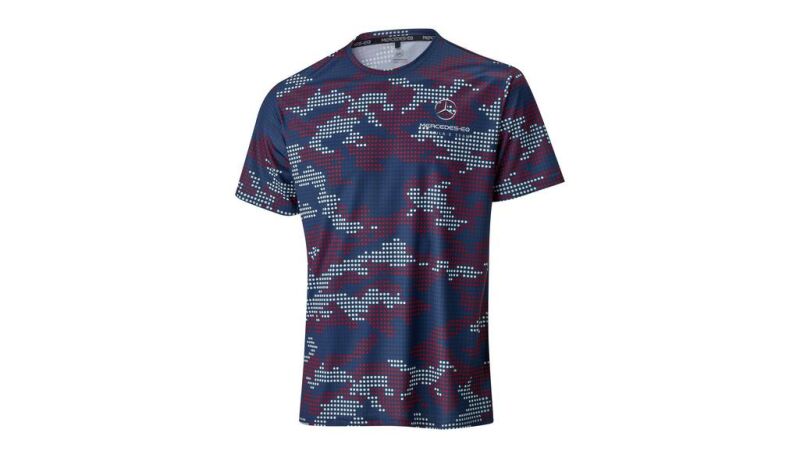 T-Shirt Herren / silberfarben / blau / rot, XXL