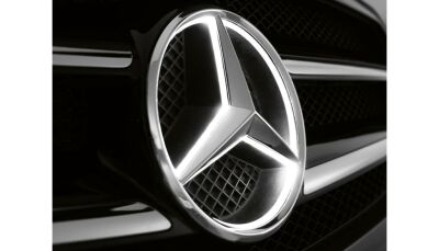 Mercedes Stern beleuchtet, Dekorteil / Chrom, chrom
