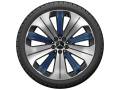 5-Speichen-Rad, mit Zusatzspeichen, 50,8 cm (20 Zoll), glanzgedreht, Aero mit blauen Applikationen / 7,5 J x 20 ET 32, schwarz